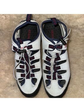 EUC Men's Size 8 1/2 Sebago C3 Cyphon Sea Fisherman Sandal White/Navy